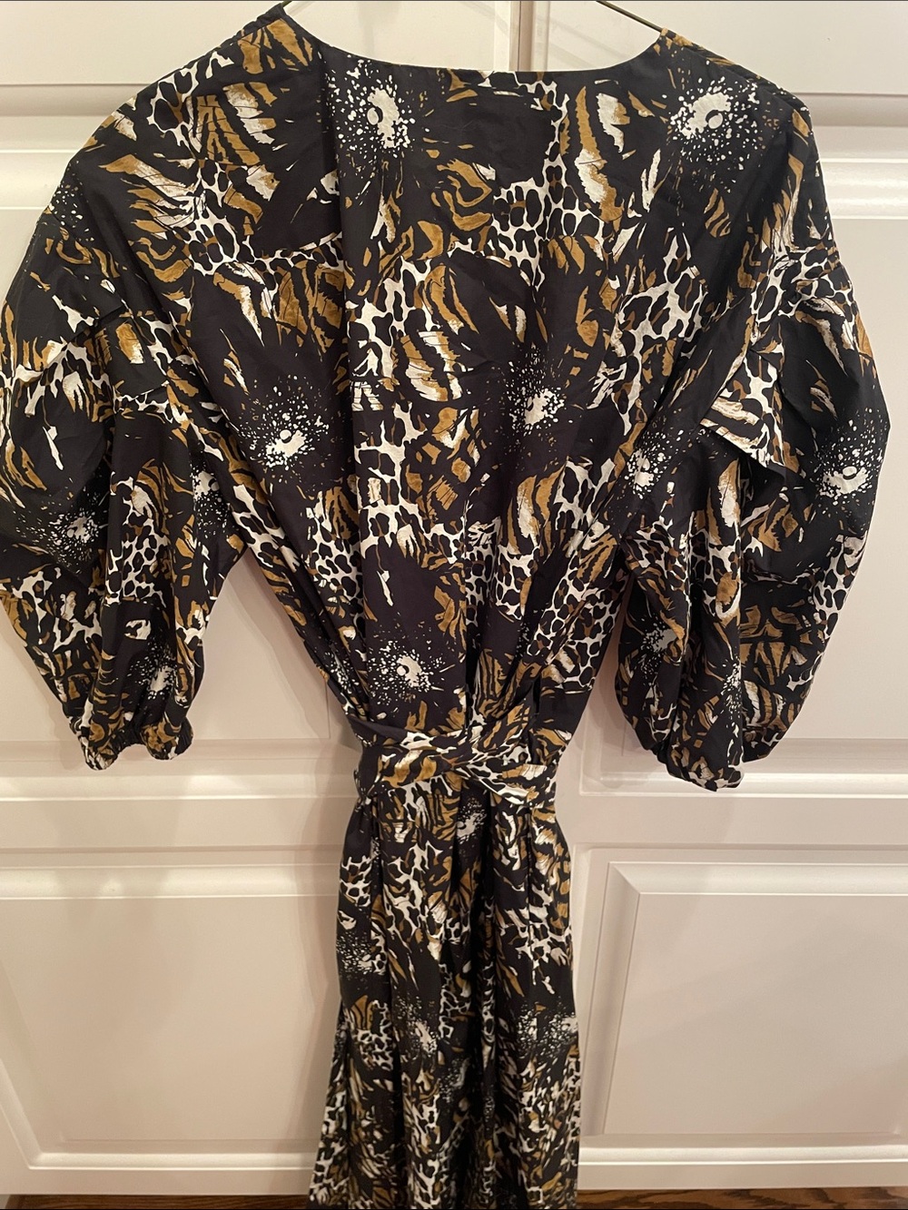 Ann Mashburn animal print poplin wrap dress sz S - Picture 5 of 6